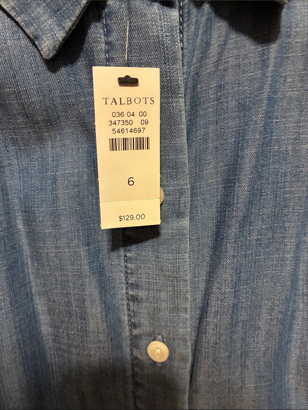 Talbots Light Blue Long-Sleeve Shirt Dress with Waist Tie - Picture 4 of 4
